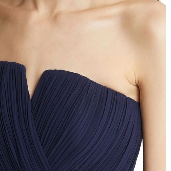 Lulus Easy Elegance Navy Blue Pleated Strapless Maxi Dress- Size L - Picture 3 of 10